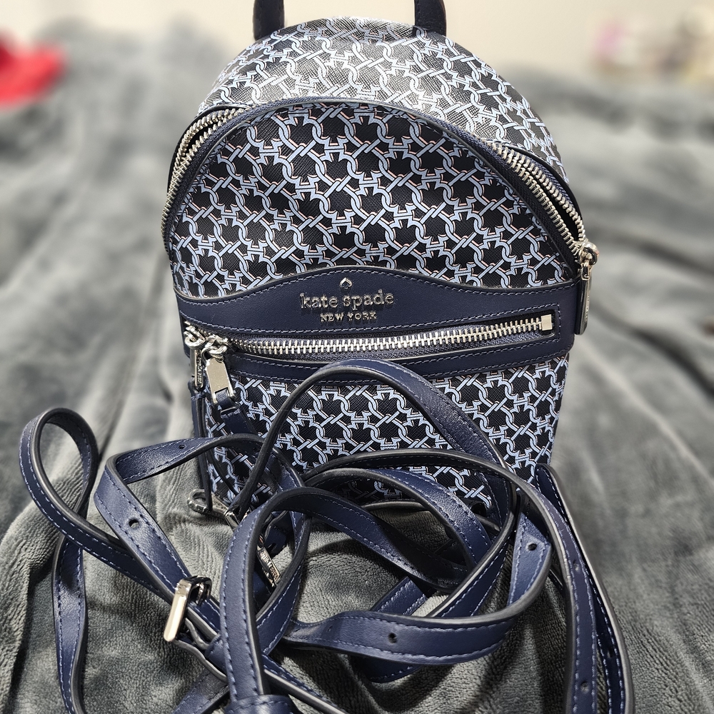 kate spade Navy Patterned Mini Backpack - image 1